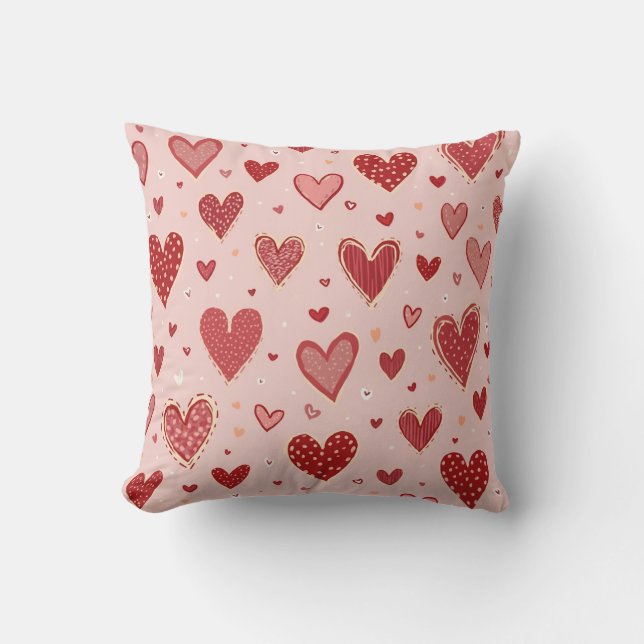 Coussin avec beaucoup de logos cardiaques (Recto)