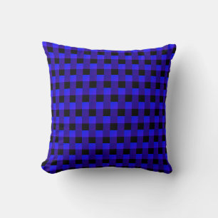 Coussin avec carreaux bleus et noirs