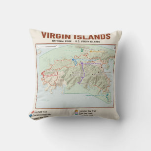 Coussin avec carte du parc national des îles Vierg