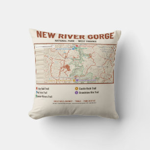 Coussin avec carte du sentier du parc national de