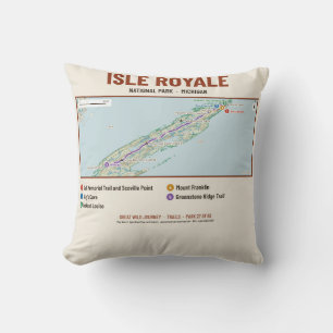 Coussin avec carte du sentier du parc national d'I