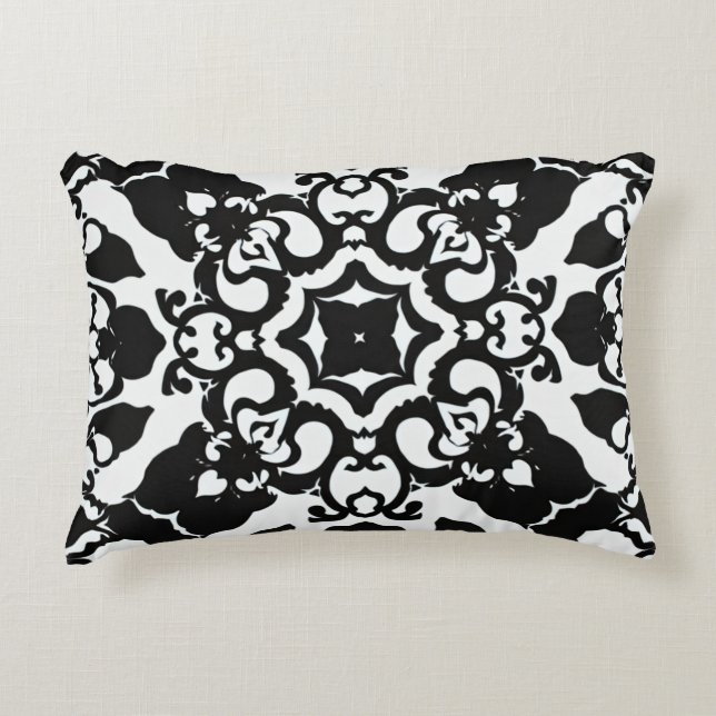 Coussin avec délicat desi motif noir et blanc (Devant)