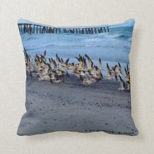 Coussin avec des oiseaux (écumoires noires)