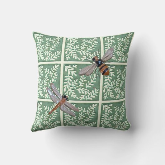 Coussin avec feuillage vert et pollinisateurs (Verso)