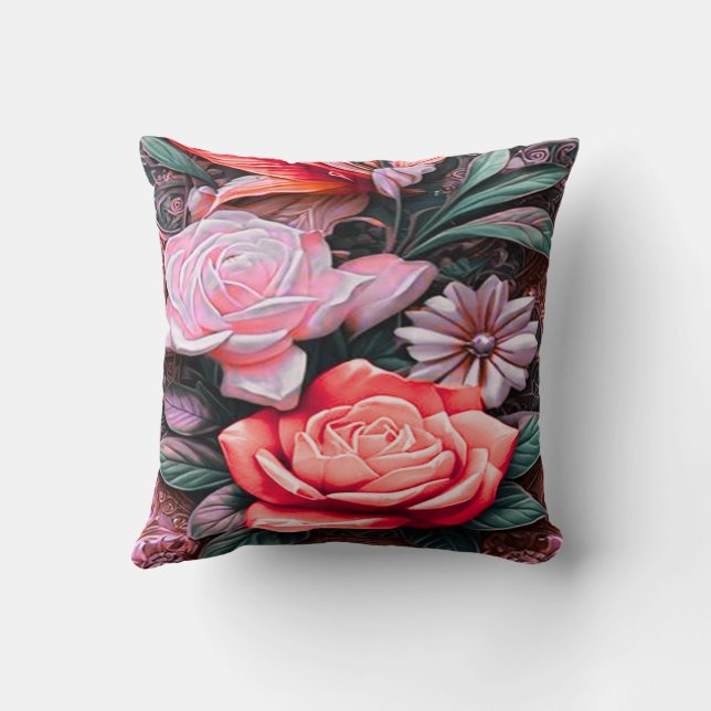 Coussin Avec Fleurs Rouges (Verso)