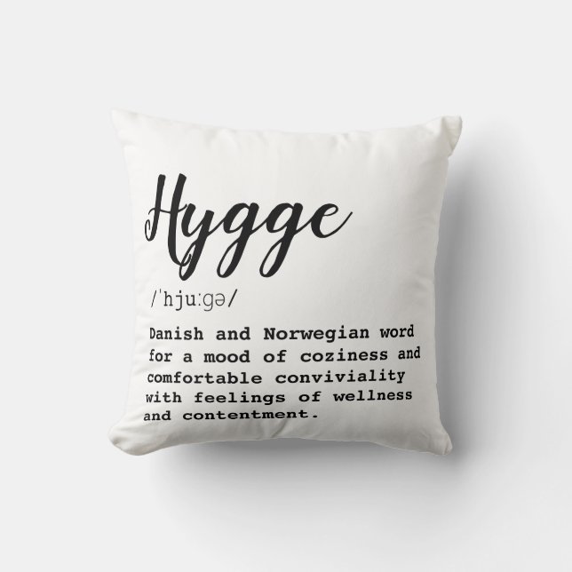 Coussin avec la définition de Hygge (Recto)