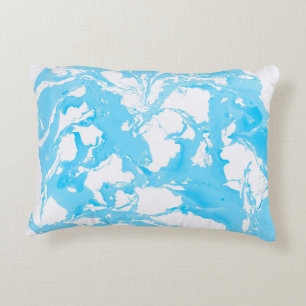Coussin avec la texture de marbre cyan
