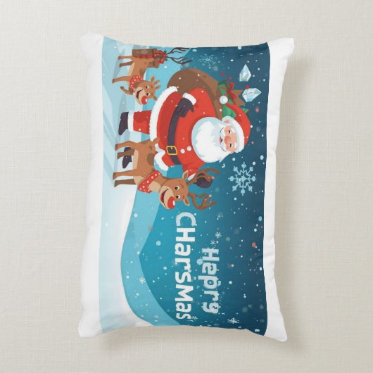 coussin avec le Père Noël et le renne (Dos(Vertical))