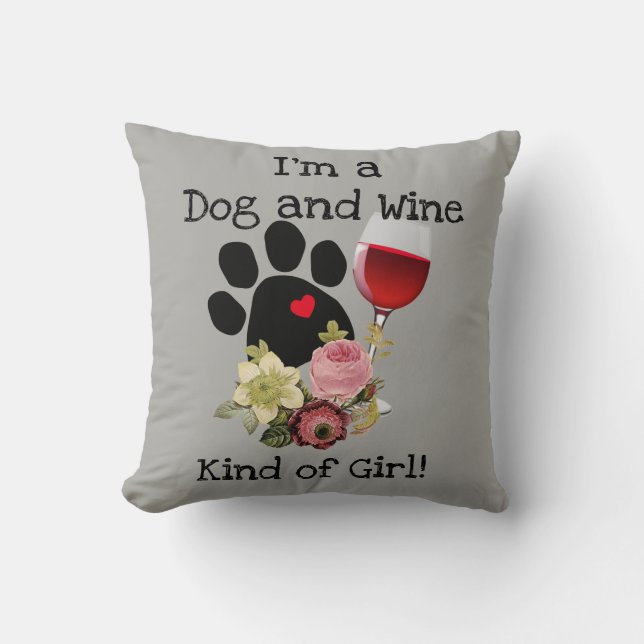 Coussin avec moi suis un genre de chien et de vin (Recto)