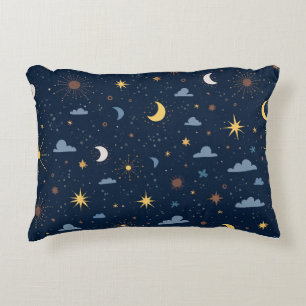 Coussin avec motif d'étoiles et de lune