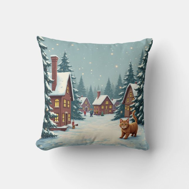 Coussin avec Noël et chat (Recto)