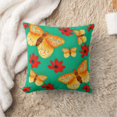 Coussin avec papillons et fleurs rouges (Couverture)