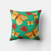 Coussin avec papillons et fleurs rouges (Verso)