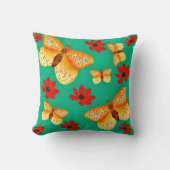 Coussin avec papillons et fleurs rouges (Recto)