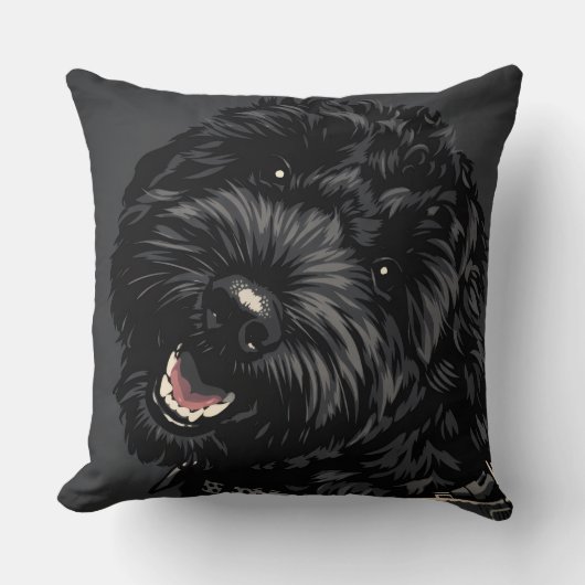 Coussin avec portrait de chien Cockapoo noir Cadea (Recto)