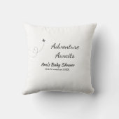 Coussin Aventure attend baby shower ajouter nom date plan (Verso)