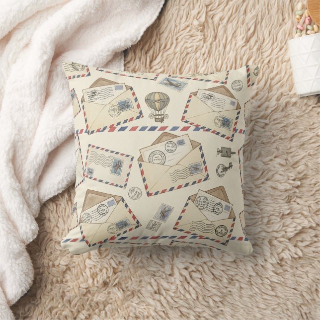 Coussin Aventure de courrier aérien vintage (3) (Couverture)