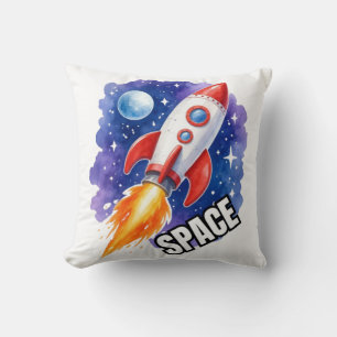 Coussin Aventure de fusée spatiale – Fusée aquarelle