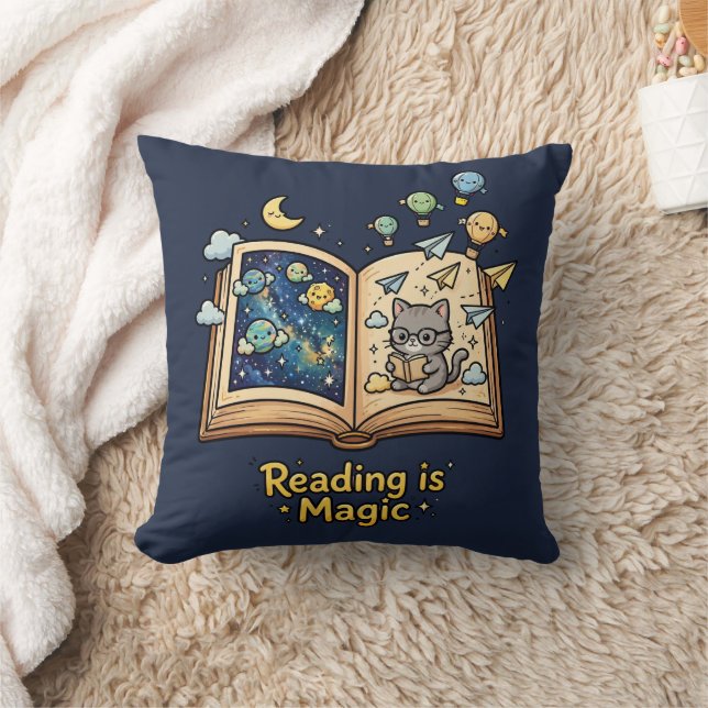 Coussin Aventure de lecture magique - Conception livresque (Couverture)