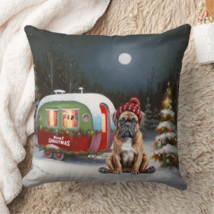 Coussin Aventure de Noël en caravane Boxer d'hiver