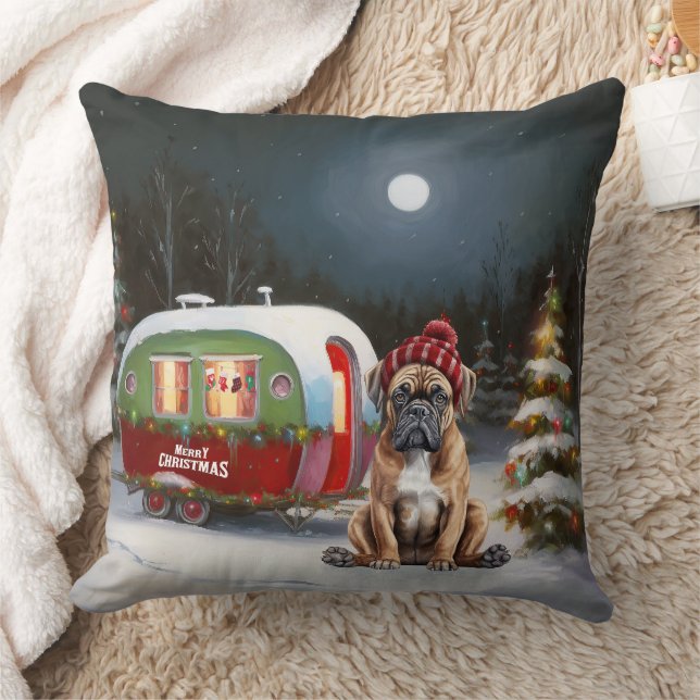 Coussin Aventure de Noël en caravane Boxer d'hiver (Couverture)