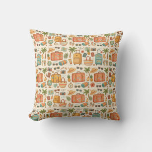 Coussin Aventure de vacances sur un modèle de voyage vinta