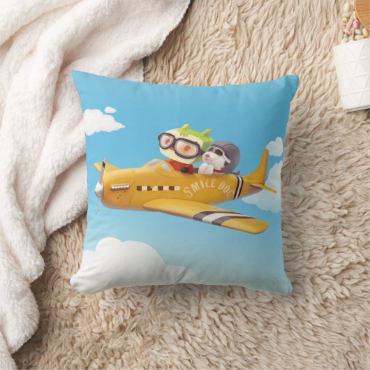 Coussin Aventure en vol avec chien (Couverture)