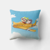 Coussin Aventure en vol avec chien (Verso)