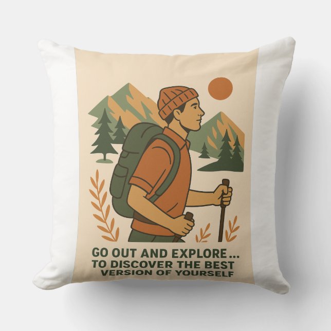 Coussin Aventure Explorez le devis Randonnée Vintage (Recto)