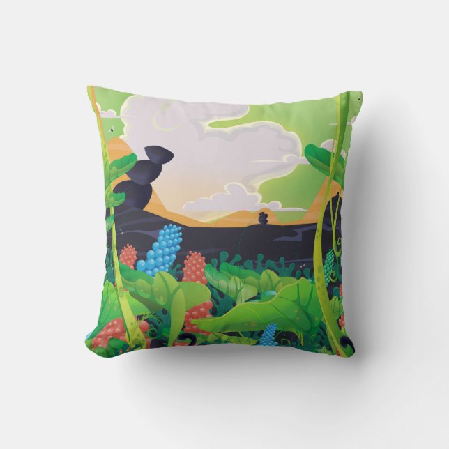 Coussin Aventure Vénus vous attend ! affiche de voyage. (Recto)