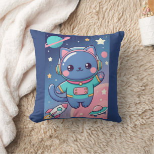 Coussin Aventurier Spatial Astronaute Chat Kawaii Cosmos M
