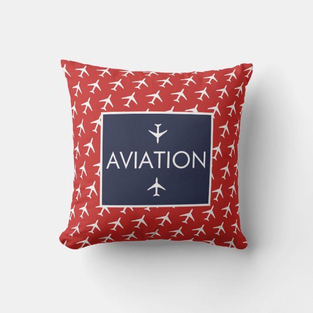 Coussin Avion à plan blanc Funky piloté de l'aviation (Recto)