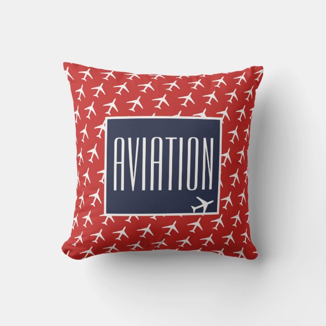 Coussin Avion à plan blanc Funky piloté de l'aviation (Recto)