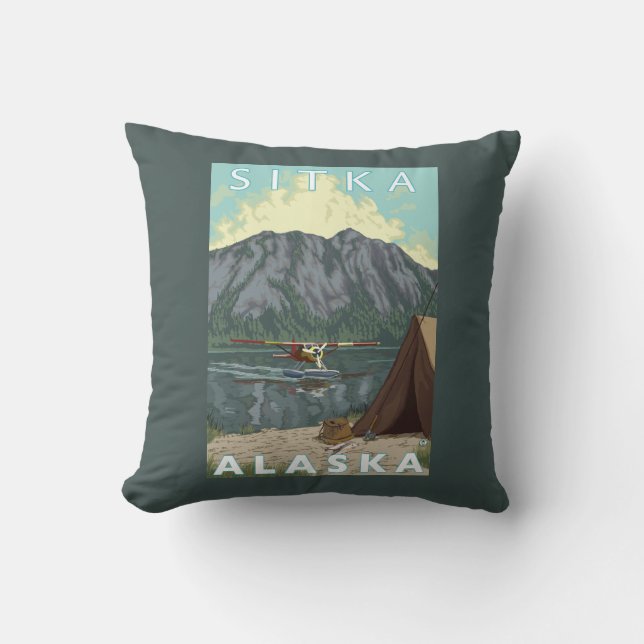 Coussin Avion de Bush et pêche - Sitka, Alaska (Recto)