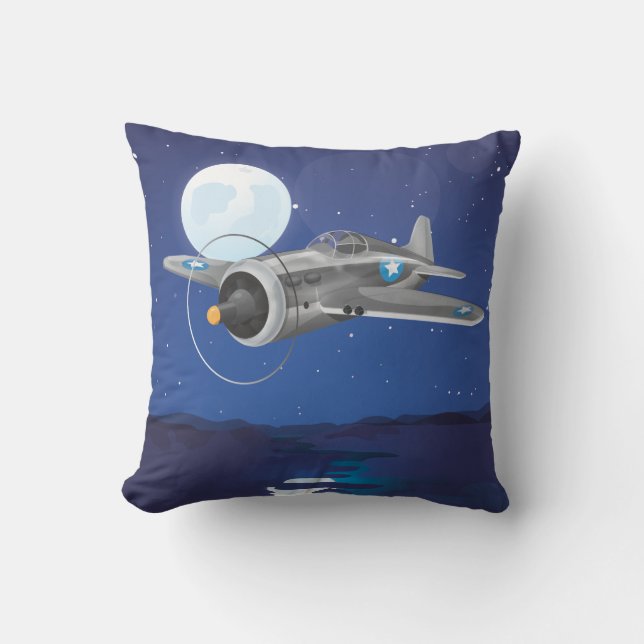 Coussin Avion de combat vintage (Recto)