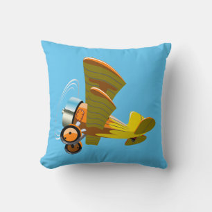 Coussin Avion rétro de dessin