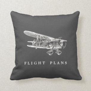Coussin Avion vintage, plans de vol