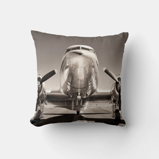 Coussin Avion vintage sur piste (Recto)