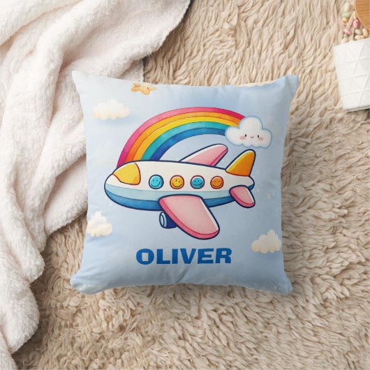Coussin Avion Whimsical Passanger avec arc-en-ciel (Couverture)