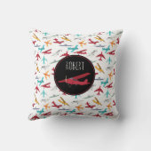 Coussin Avions colorés Motif Enfants Nom personnalisé (Verso)