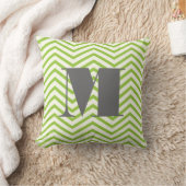 Coussin Avocado vert ivoire et gris monogramme Zig Zag (Couverture)