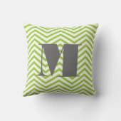 Coussin Avocado vert ivoire et gris monogramme Zig Zag (Verso)