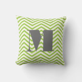 Coussin Avocado vert ivoire et gris monogramme Zig Zag (Recto)
