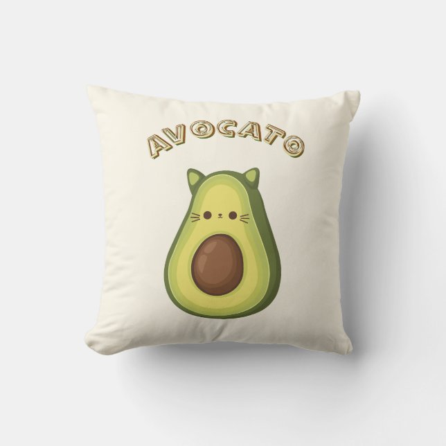 Coussin AVOCATO - Drôle mignon Chat & Amateurs d'Avocado C (Recto)