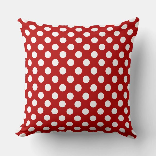 Coussin Awesome Vibrant Rouge et blanc Motif de point Polk (Recto)