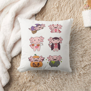 Coussin Axolotl Halloween Diable Citrouille Vampire costum