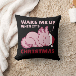 Coussin Axolotl Réveillez-moi quand c'est Noël Throw Pillo