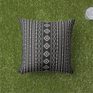 Coussin Aztec blanc gris noir Motifs mélangés Motif