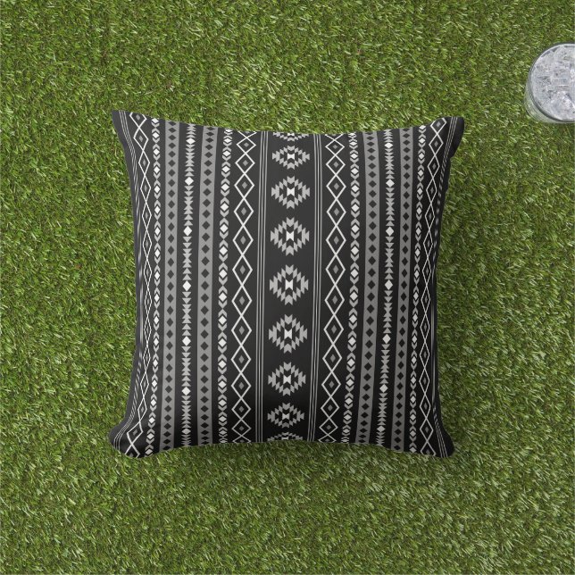 Coussin Aztec blanc gris noir Motifs mélangés Motif (Herbe)
