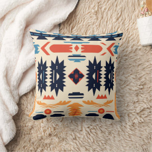 Coussin Aztec géométrique tribal boho du Sud-Ouest